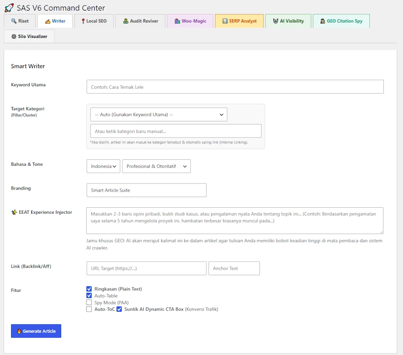 Tampilan Dashboard SAS V6